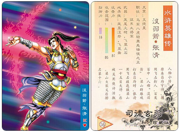 水浒108将之张清 小浣熊收藏版 _ 水浒杂谈 - 07073qq水浒网页游戏官网